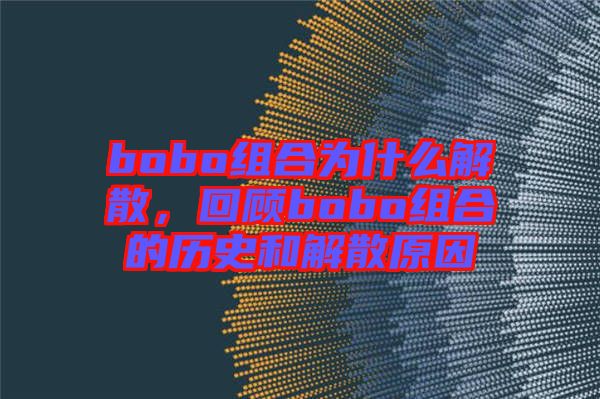 bobo組合為什么解散，回顧bobo組合的歷史和解散原因