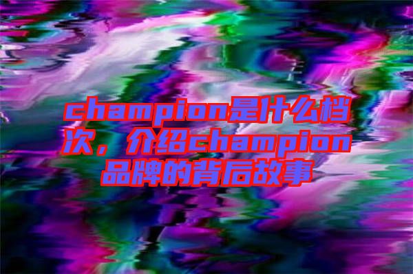 champion是什么檔次，介紹champion品牌的背后故事