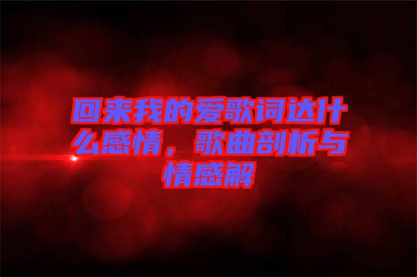 回來我的愛歌詞達(dá)什么感情，歌曲剖析與情感解