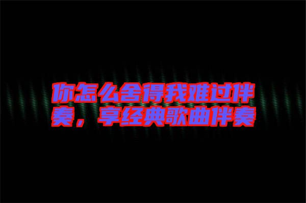 你怎么舍得我難過伴奏，享經典歌曲伴奏