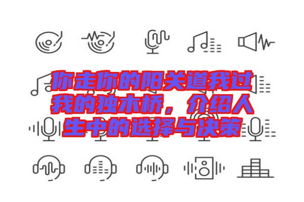 你走你的陽關(guān)道我過我的獨(dú)木橋，介紹人生中的選擇與決策