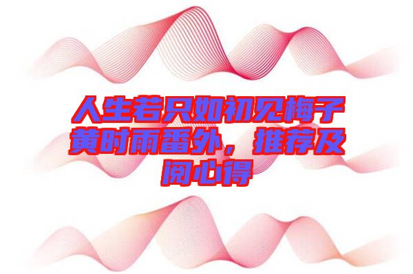 人生若只如初見梅子黃時雨番外，推薦及閱心得