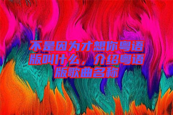 不是因?yàn)椴畔肽慊浾Z版叫什么，介紹粵語版歌曲名稱