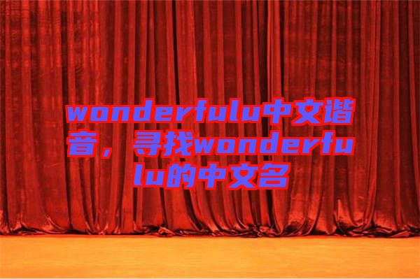 wonderfulu中文諧音，尋找wonderfulu的中文名