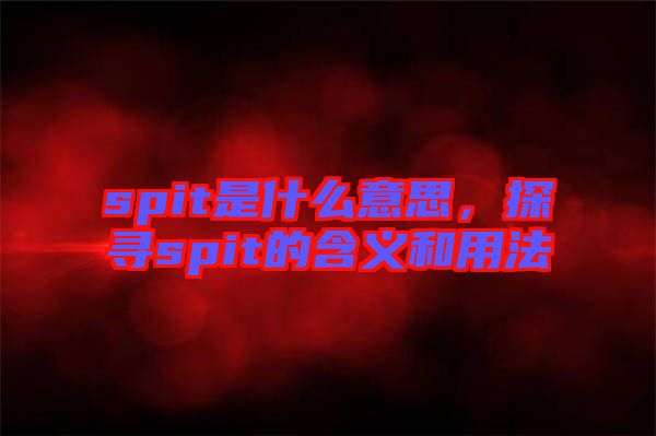 spit是什么意思，探尋spit的含義和用法