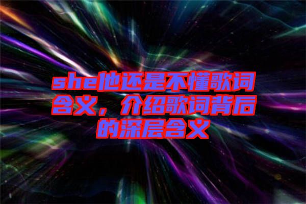 she他還是不懂歌詞含義，介紹歌詞背后的深層含義