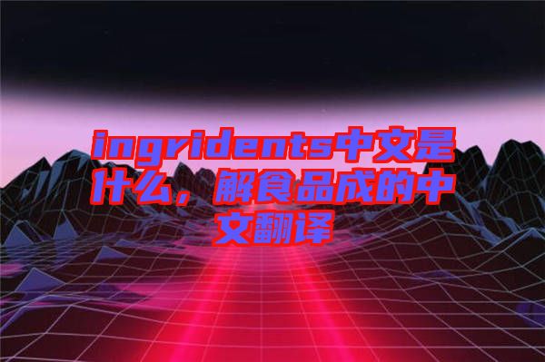 ingridents中文是什么，解食品成的中文翻譯