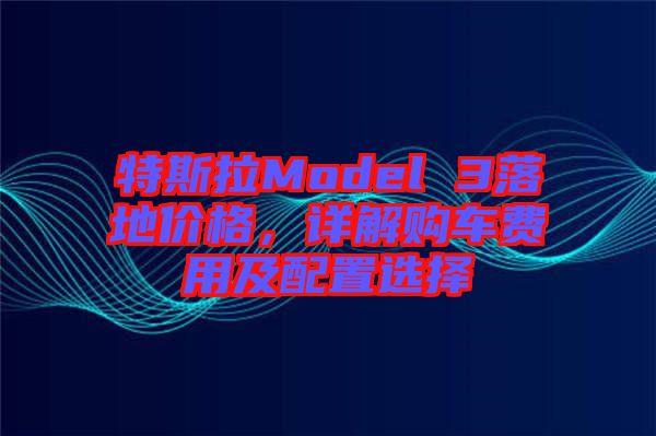 特斯拉Model 3落地價格，詳解購車費用及配置選擇