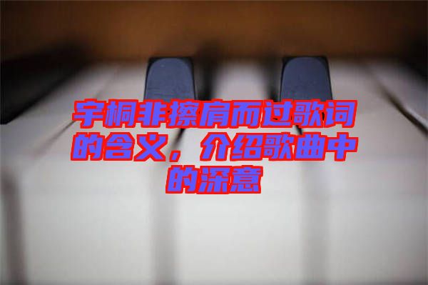 宇桐非擦肩而過歌詞的含義，介紹歌曲中的深意