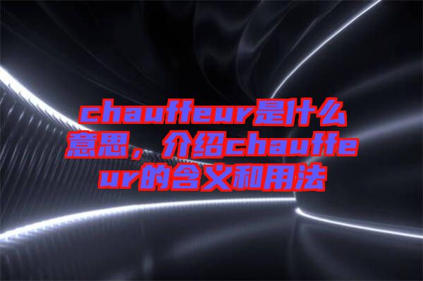 chauffeur是什么意思，介紹chauffeur的含義和用法