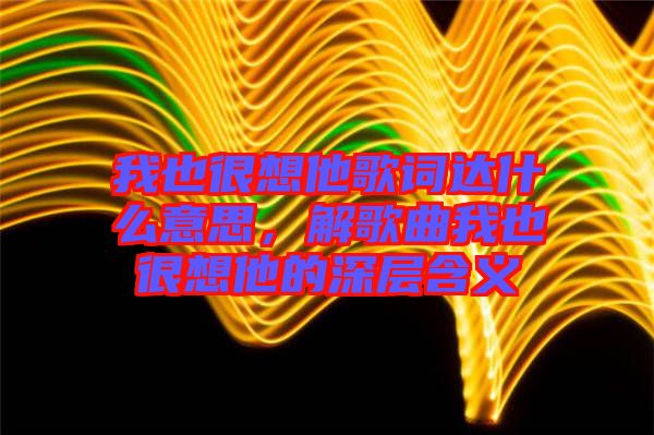 我也很想他歌詞達(dá)什么意思，解歌曲我也很想他的深層含義