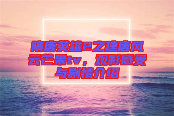 隋唐英雄2之建唐風(fēng)云芒果tv，觀影感受與劇情介紹