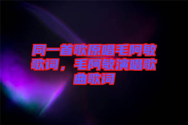 同一首歌原唱毛阿敏歌詞，毛阿敏演唱歌曲歌詞