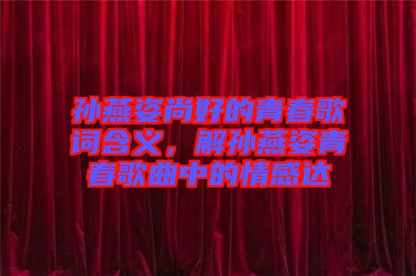 孫燕姿尚好的青春歌詞含義，解孫燕姿青春歌曲中的情感達(dá)