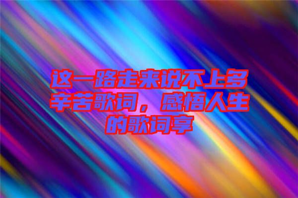 這一路走來(lái)說(shuō)不上多辛苦歌詞，感悟人生的歌詞享