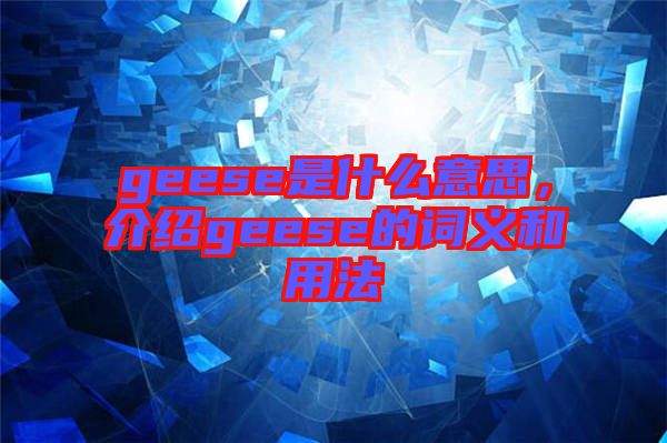 geese是什么意思，介紹geese的詞義和用法