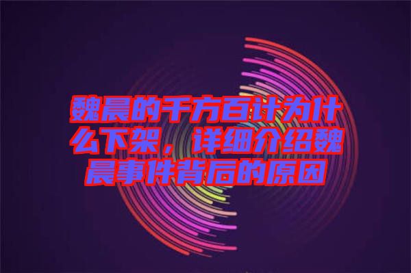 魏晨的千方百計(jì)為什么下架，詳細(xì)介紹魏晨事件背后的原因