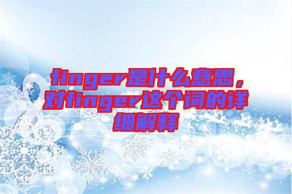 finger是什么意思，對finger這個詞的詳細解釋