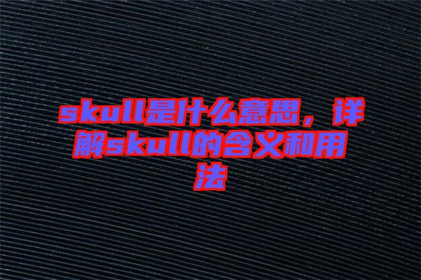 skull是什么意思，詳解skull的含義和用法