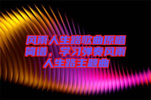 風(fēng)雨人生路歌曲原唱簡譜，學(xué)習(xí)彈奏風(fēng)雨人生路主題曲