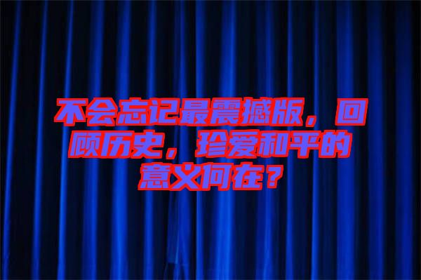 不會忘記最震撼版，回顧歷史，珍愛和平的意義何在？