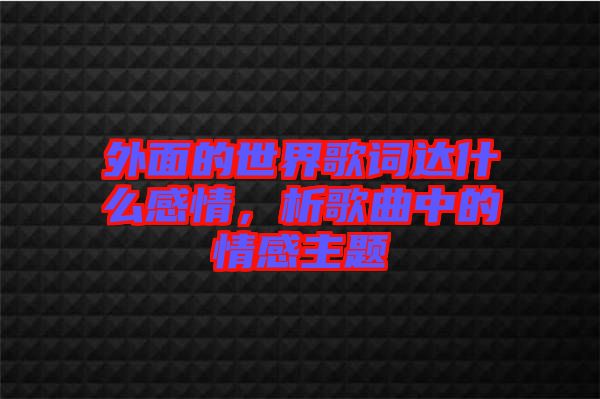 外面的世界歌詞達什么感情，析歌曲中的情感主題