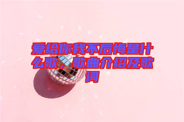 愛給你我不后悔是什么歌，歌曲介紹及歌詞