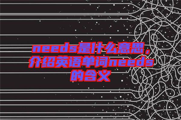 needs是什么意思，介紹英語單詞needs的含義