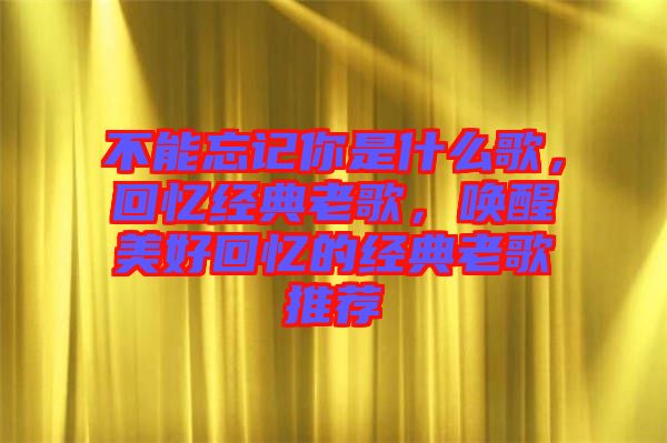 不能忘記你是什么歌，回憶經(jīng)典老歌，喚醒美好回憶的經(jīng)典老歌推薦