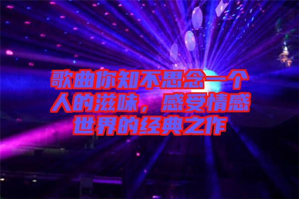 歌曲你知不思念一個人的滋味，感受情感世界的經典之作