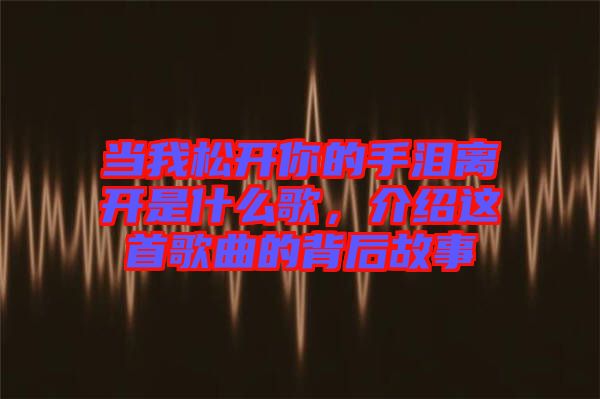 當(dāng)我松開你的手淚離開是什么歌，介紹這首歌曲的背后故事