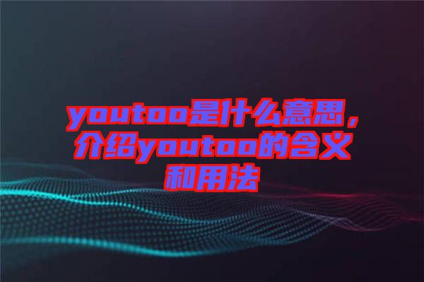 youtoo是什么意思，介紹youtoo的含義和用法