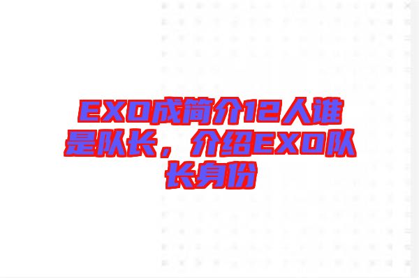 EXO成簡介12人誰是隊長，介紹EXO隊長身份