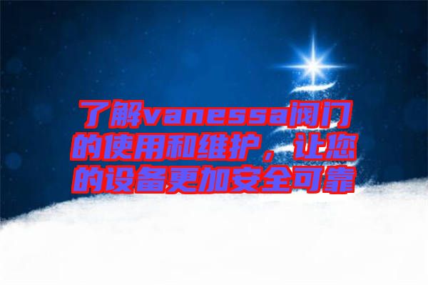 了解vanessa閥門的使用和維護(hù)，讓您的設(shè)備更加安全可靠