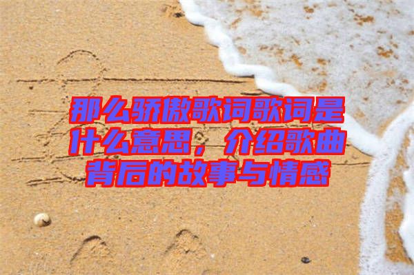 那么驕傲歌詞歌詞是什么意思，介紹歌曲背后的故事與情感