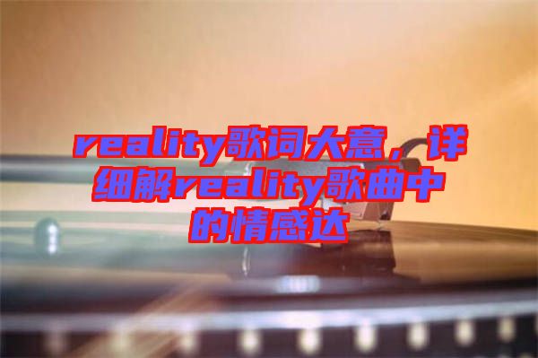 reality歌詞大意，詳細解reality歌曲中的情感達