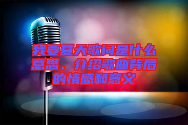 我要夏天歌詞是什么意思，介紹歌曲背后的情感和意義