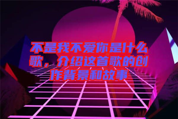 不是我不愛你是什么歌，介紹這首歌的創(chuàng)作背景和故事