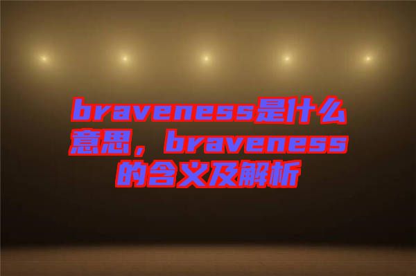 braveness是什么意思，braveness的含義及解析