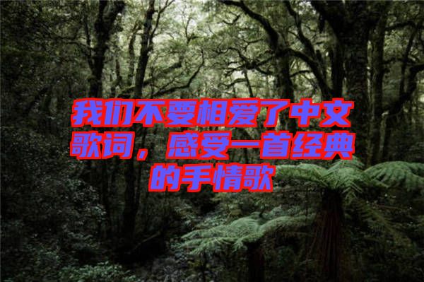 我們不要相愛了中文歌詞，感受一首經(jīng)典的手情歌