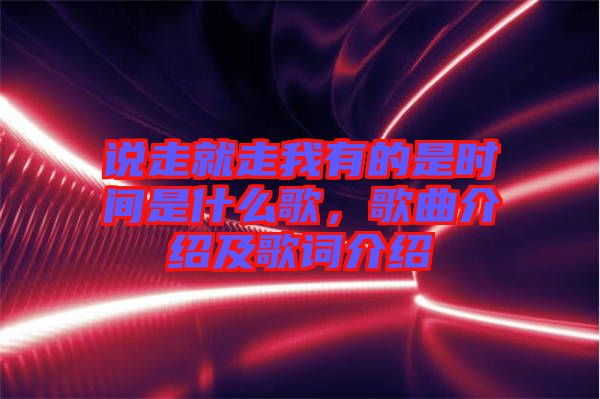 說走就走我有的是時(shí)間是什么歌，歌曲介紹及歌詞介紹