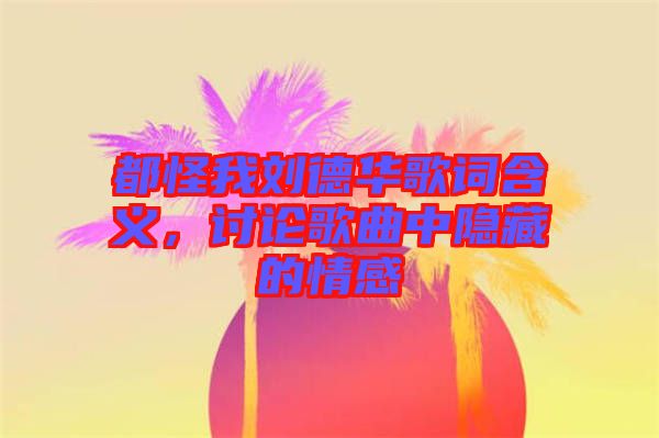 都怪我劉德華歌詞含義，討論歌曲中隱藏的情感