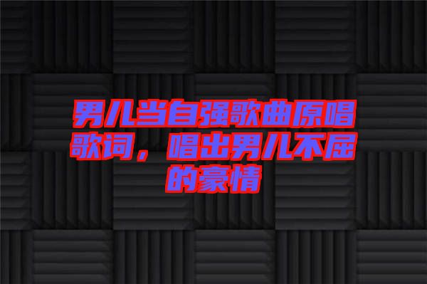 男兒當(dāng)自強(qiáng)歌曲原唱歌詞，唱出男兒不屈的豪情