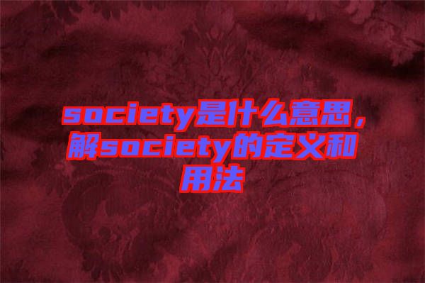 society是什么意思，解society的定義和用法