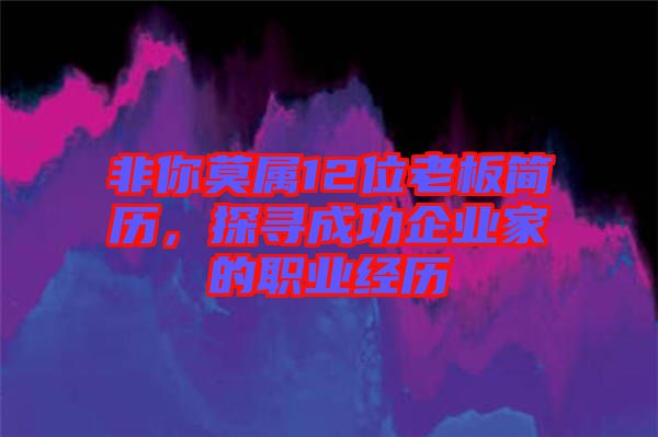 非你莫屬12位老板簡歷，探尋成功企業(yè)家的職業(yè)經歷