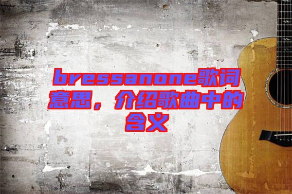 bressanone歌詞意思，介紹歌曲中的含義