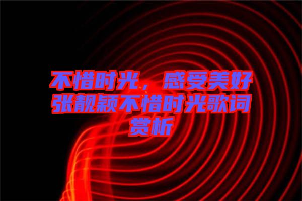 不惜時(shí)光，感受美好張靚穎不惜時(shí)光歌詞賞析