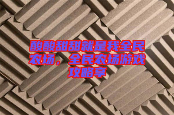 酸酸甜甜就是我全民農(nóng)場，全民農(nóng)場游戲攻略享