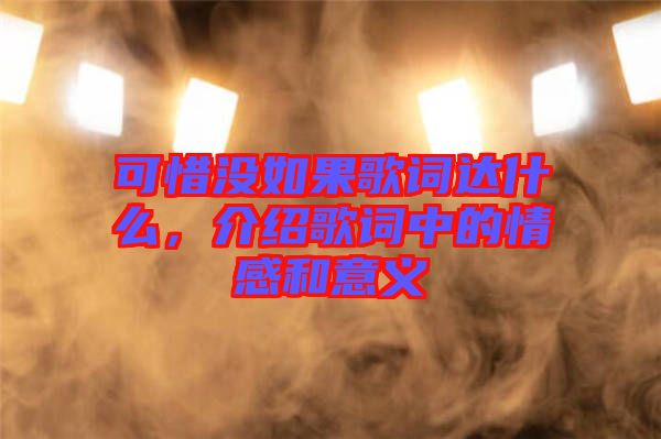 可惜沒(méi)如果歌詞達(dá)什么，介紹歌詞中的情感和意義