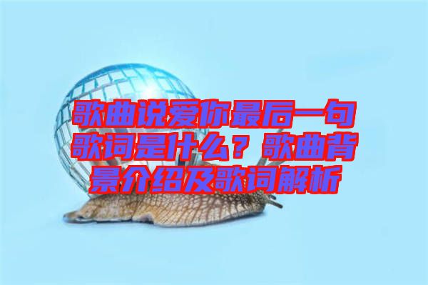 歌曲說愛你最后一句歌詞是什么？歌曲背景介紹及歌詞解析